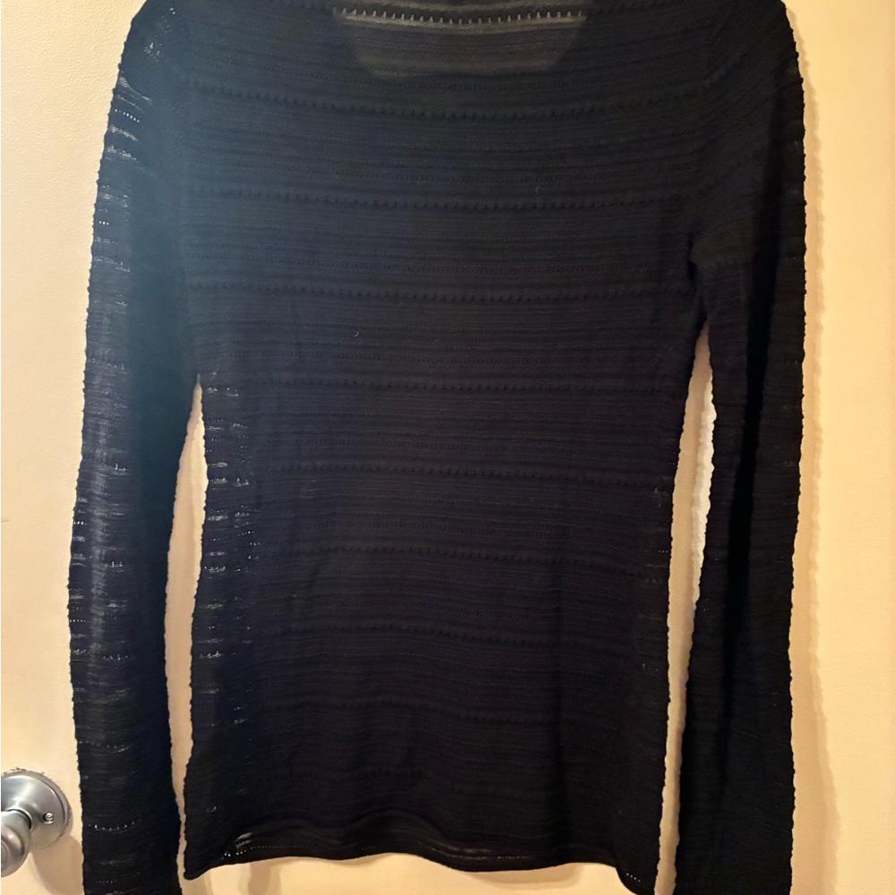 RACHEL Rachel Roy Black Long Sleeve Open Knit See-Thru Sweater Top Layering  S - Picture 3 of 7